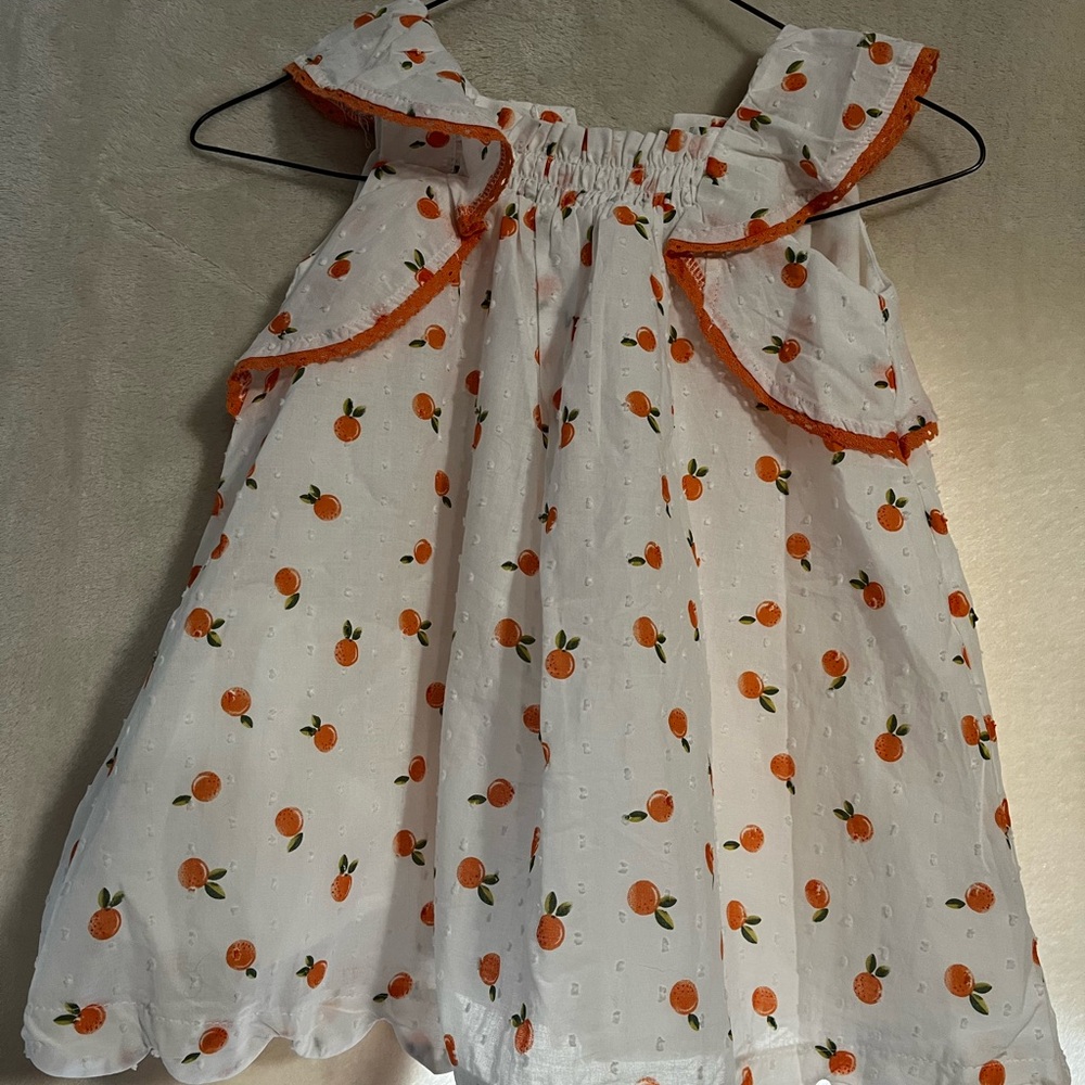 🏷️ 3/$40 🏷️ Rachel Zoe White Dress with Orange Fruit Print